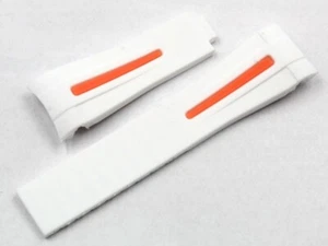 Sangle Silicone TPU Blanc Riga Orange 20/16mm Waterproof Promo 50% - Picture 1 of 4