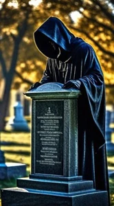halloween decoration Grim Reaper Stood Over Grave Stone Full Colour Best Finish  - Picture 1 of 1