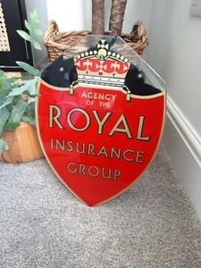 Antique glass agency of the royal Insurance group Plaques sign hanging .. - Picture 1 of 5