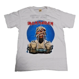1980s Iron Maiden World Slavery Tour Band T-Shirt White Size L Vintage - Bild 1 von 12