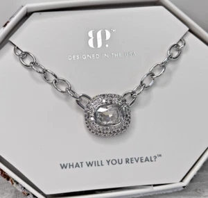 Bomb Party April Necklace - NK70018 "A Grand Statement" Diamond CZ On Rhodium - Picture 1 of 3