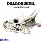Large Decorative Fantasy Dragon Skull Ornament Figurine Skeleton Metallic Effect