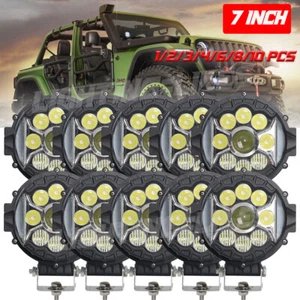 7" inch Round LED Light Pod Bar Spot Flood DRL Driving Fog ATV SUV Offroad Truck - Picture 1 of 18