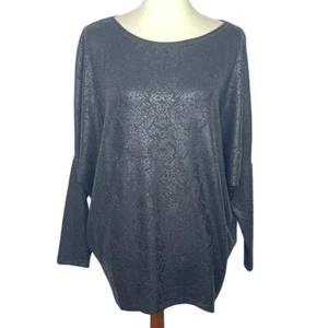 WHBM Shirt Womens Medium Black Grey Snake Print Long Dolman Sleeves Stretch - Picture 1 of 12