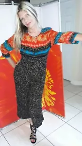 Abito pantalone crop top Carole Little Petite vintage retrò anni 90 baggy rayon medio - Foto 1 di 12