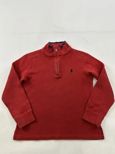 Polo Ralph Lauren Sweater Youth Boys Medium 10-12 Red 1/4 Zip Pullover Jumper - Picture 1 of 6