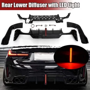 For 2023-24 BMW 3 Series G20 LCI Gloss Black Rear Lower Diffuser with LED Light - Picture 1 of 15