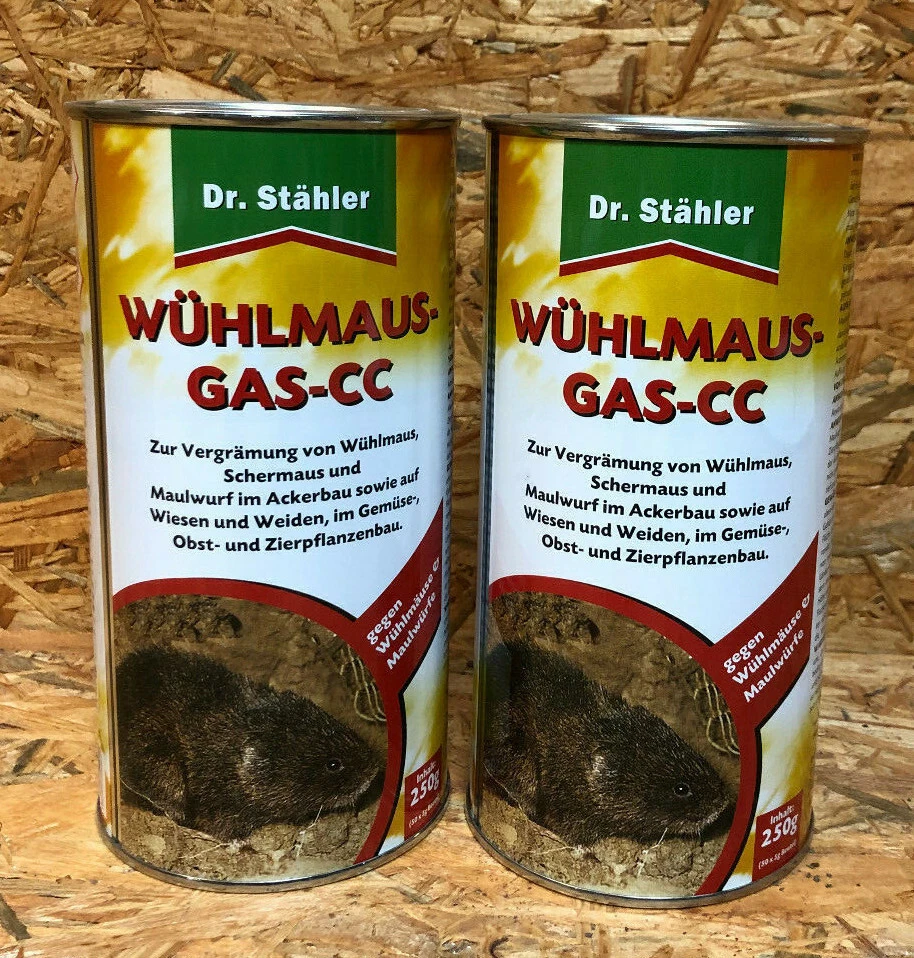 Dr Stähler Wühlmausgas CC Vergrämungsmittel Schermaus Maulwurf Fernhalte 2x250 g - Bild 1 von 1
