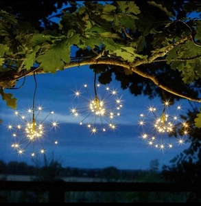 3pk Starburst Solar Powered LED Garden Pendant Light Outdoor Feature Lighting - Picture 1 of 6