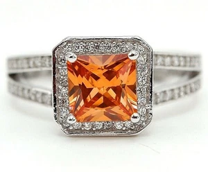 3CT Treated Padparadscha Sapphire & Topaz 925 Sterling Silver Ring Sz 7 MM1-6 - Imagen 1 de 3