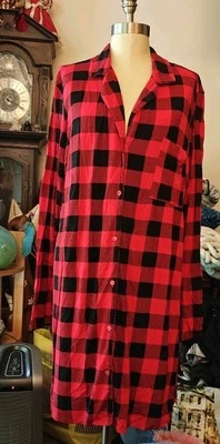 Jenni Intimates 红色黑色水牛格子睡衣礼服女式 XXL 码 — 第 1/4 张图片