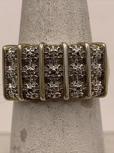 Ross Simons Diamond 18k Gold Vermeil Sterling Silver 3 Row Band Ring Sz 6.5 379 - Picture 1 of 9