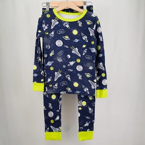Cat & Jack Boys' Fitted Pajama Set • blue & lime green space theme • 8 - Picture 1 of 14