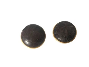 Pendientes de colección firmados por Ellen Designs de cuero marrón dorado con clip redondo - Imagen 1 de 4