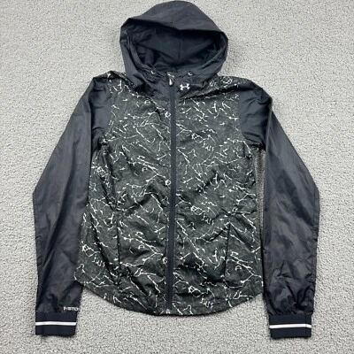 Chaqueta Under Armour Mujer Extra Pequeña Negra Gris Estampado Tormenta 1 Cortavientos Capucha Foto 1 de 4