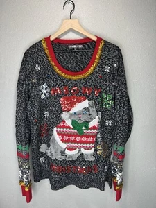 United States Sweater NWOT Meowy Christmas Cat Sequin Sweater Size 2X - Picture 1 of 7