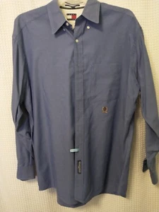Tommy Hilfiger Tall Men's 18.5 Inch Blue Long Sleeved Button Up Shirt - Picture 1 of 10