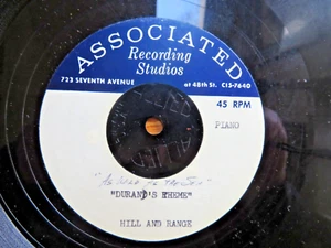 Unknown Duran's Theme 10" 45 RPM Acetate Record-Brill Building Hill & Range - Imagen 1 de 4