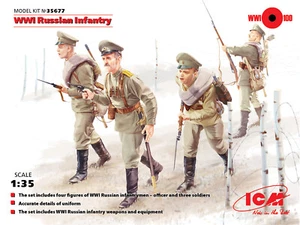Scale Figure 1/35 ICM 35677 WWI Russian Infantry 4 Figures in Box Plastic Model - Picture 1 of 8
