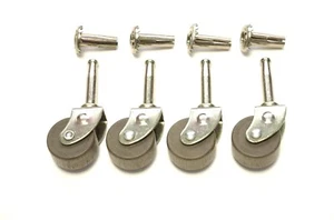 4 ruote mobili in legno impugnatura collo 1-1/4"" stile antico - Foto 1 di 2