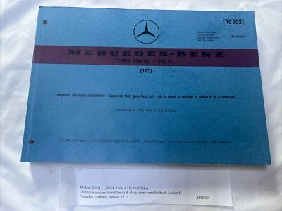 Mercedes Benz Tipo 250SL-280SL (113) Chasis y Carrocería Lista Libro C Foto 1 de 4