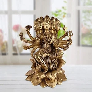Gayatri MATA Statue Brass Devi Savitri Hindu Goddess Idol Vastu Pooja 9 Inches - Picture 1 of 6