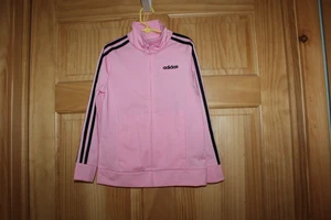 Adidas Girl's 3 Stripe Full Zip Pink Jacket - S (7-8) EUC - Picture 1 of 3