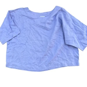 J. Jill Pure Jill Linen Boatneck Lagenlook Oversize Boxy Top Size SP Light Blue - Picture 1 of 11