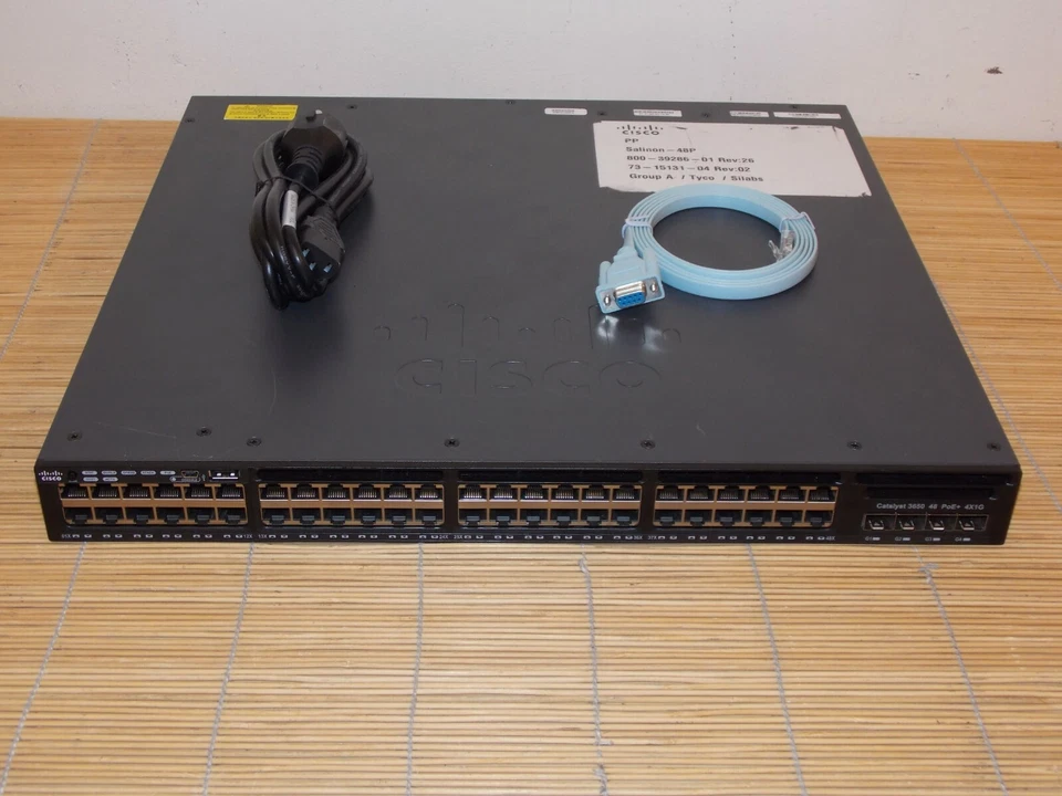 Cisco WS-C3650-48PS-S 48 GE PORT PoE+ IP Base set di funzionalità switch alimentatore singolo AC - Immagine 1 di 1