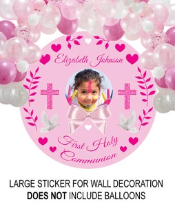 Various Round Self Adhesive Circle Decal Sticker 1st Holy Communion Photo Name - Picture 1 of 2
