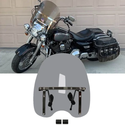 Large 18"x16" Smoke Windshield For Harley Davidson Dyna Softail Sportster King - Image 1 of 4