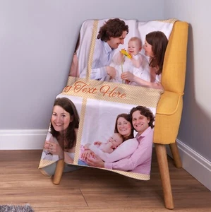 Personalised Orange Polka Dot Photo Custom Fleece Throw Blanket - Picture 1 of 2