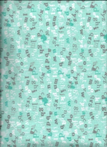 New A.E. Nathan ABC's on Turquoise 100% Cotton Flannel Fabric bythe Quarter-Yard - Picture 1 of 2