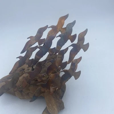 VTG MCM The Metal Man birds In Flight Sculpture Manzanita Wood Al Speert 6” - Image 1 of 4