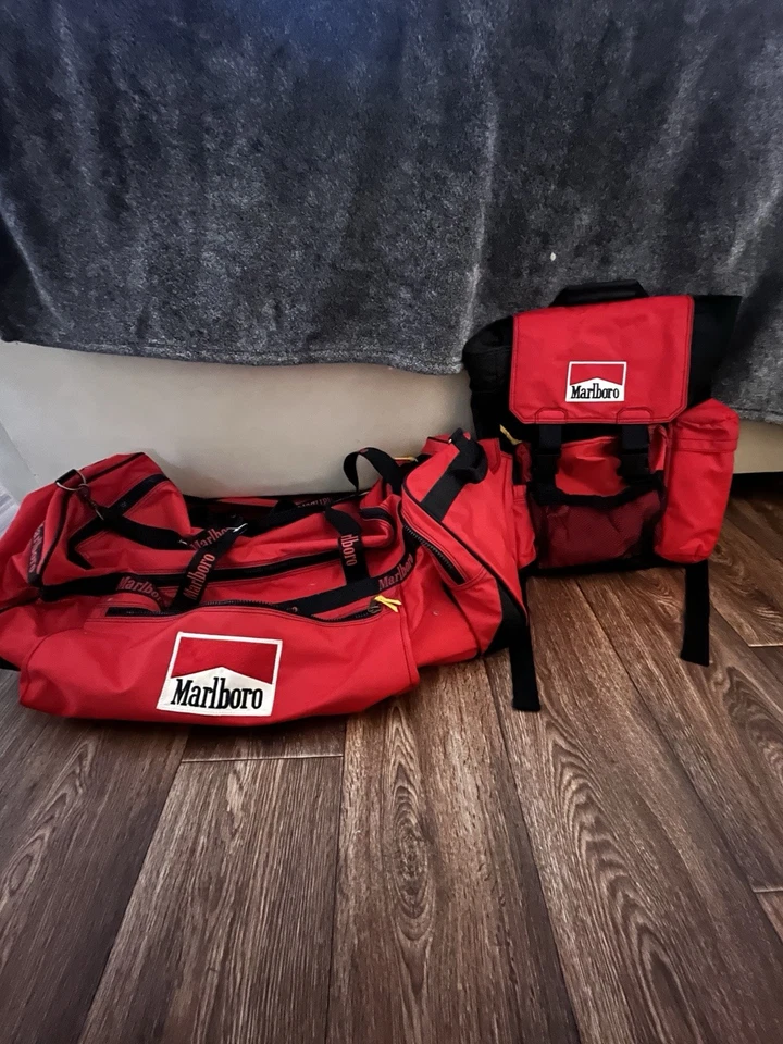 Marlboro Book Bag and Duffel Bag Combo Red Cloth with Wheels Travel Bag - Image 1 of 3