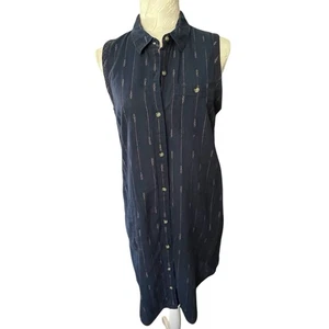 Toad & Co Sz M Shirt Dress Geometric Print Sleeveless Organic Cotton Pockets - Picture 1 of 14