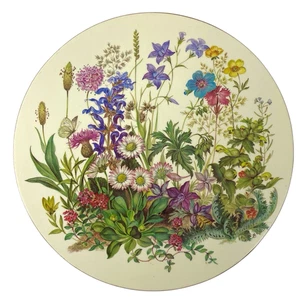 Pimpernel Meadow Flowers 10” Round Cork Back Placemat Trivet Vintage - Picture 1 of 5