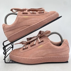 Puma Suede Heart Pink Trainers Size UK 5 Womens Gym Satin 2 Casual - Picture 1 of 8