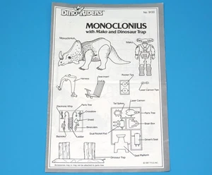 DINO RIDERS ORIGINAL INSTRUCTIONS MANUAL SHEET MONOCLONIUS WITH MAKO US USA 1... - Picture 1 of 3