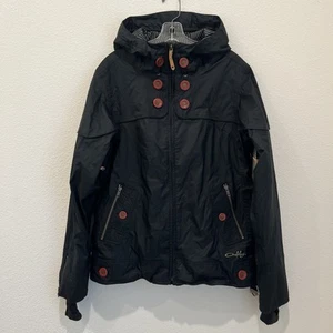 Oakley Snowboard Jacket Womens Medium Black Gretchen Bleiler Button Ski Full Zip - Picture 1 of 23