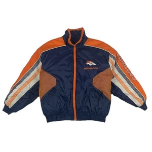 Vintage 90’s Denver Broncos Pro Player Nylon Puffer Jacket Sz L - Picture 1 of 19