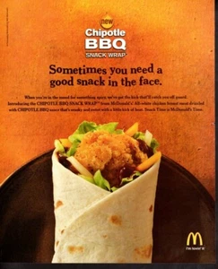 Vintage print ad advertisement McDonalds Chipotle BBQ Snack Wrap Spicy 2007 ad - Picture 1 of 1