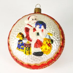 Waterford Kristall Weihnachtsschmuck rund Santa Glitzer rot weiß Glas Urlaub - Bild 1 von 4