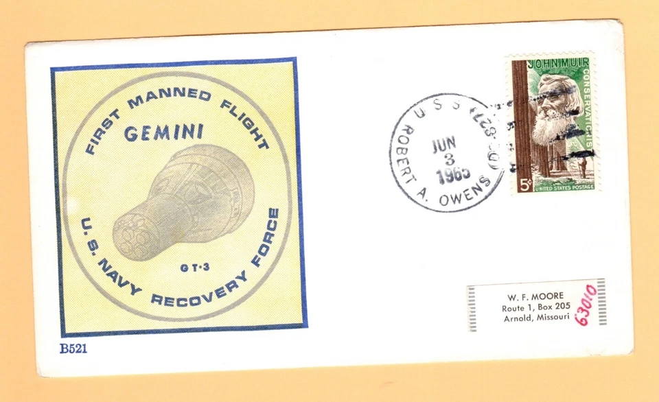 GEMINI 3 -  Recovery Ship  USS Robert A Owens (DD-827) -  June 23, 1965 ERROR - Image 1 of 1