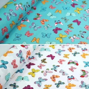 100% Cotton Poplin Fabric Rose & Hubble Bright Butterflies Fluttering Butterfly - Picture 1 of 3