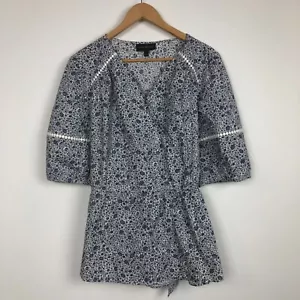 Lane Bryant Women's Floral Print Short Sleeve V Neck Blouse Tie Back Size 22 - Picture 1 of 5