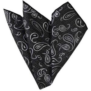 Celino Black Metalic Paisley Pocket Square for Men Silk Handkerchiefs for Suits