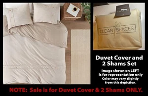 Clean Spaces Reese Organic Cotton Oversz Duvet Set: Cover, 2 Shams, Beige Full/Q - Picture 1 of 14
