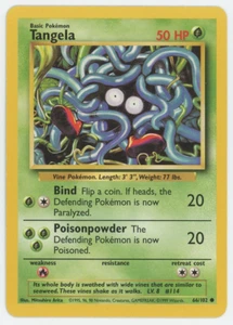 Tangela 66/102 Near Mint NM Set Base Comune Carta Pokemon 1999 WOTC - Foto 1 di 7