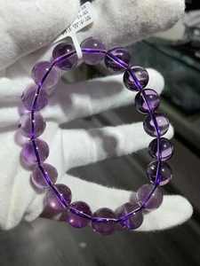 11.5mm Genuine Natural Purple Amethyst Crystal Round Beads Bracelet AAA - Picture 1 of 2